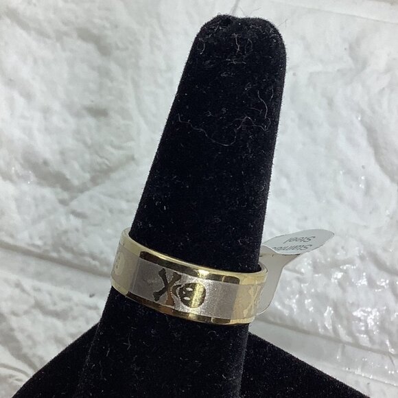 Stainless Steel Unisex Skull Ring Gold Tone Size 18 - Picture 5 of 6